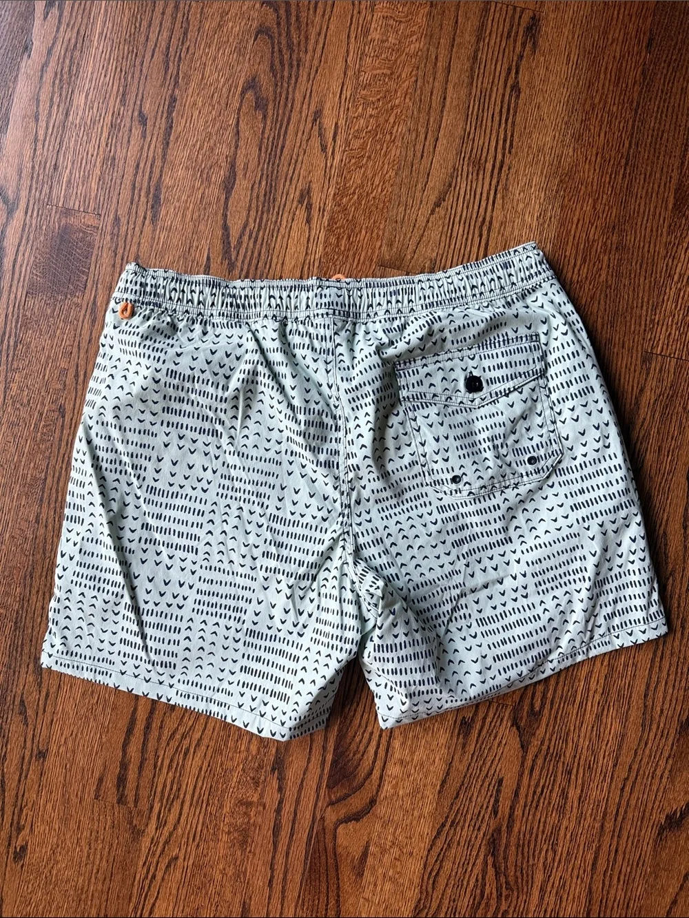 E J. Crew Men’s Large Blue Swim Trunks Orange Drawstring